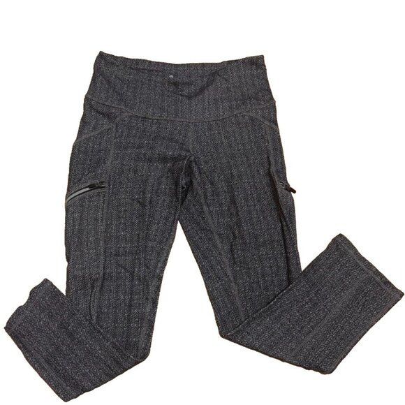 Athleta Cropped Capri Leggings With Zip Pockets Gray Black Womens Size XSmall - Picture 1 of 5